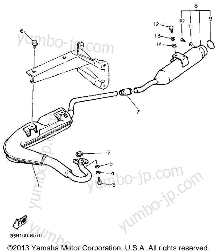 Exhaust for snowmobiles YAMAHA SNOSCOOT (SV80N) 1989 year