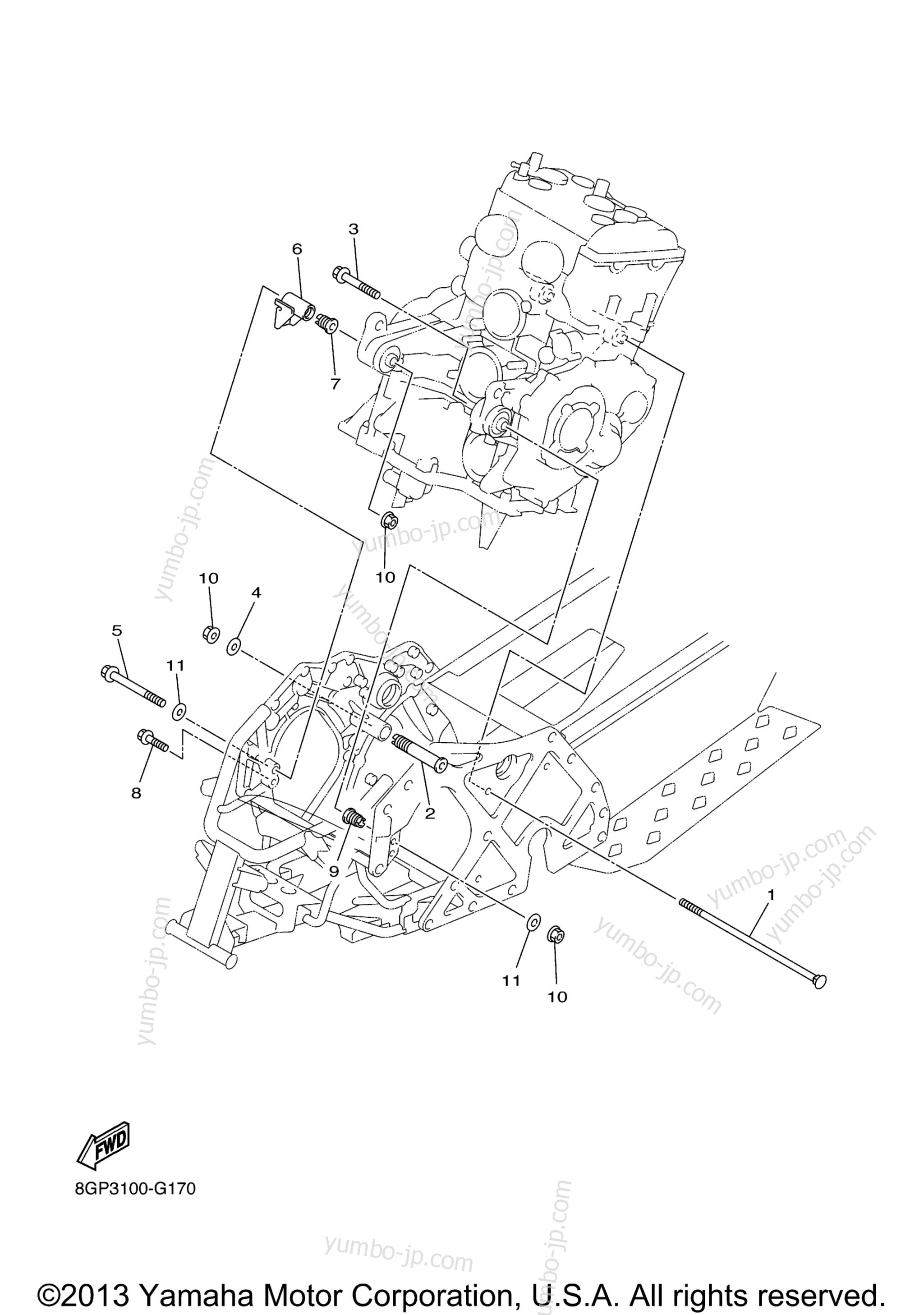 Engine Bracket for snowmobiles YAMAHA PHAZER XTX (PZ50XTEW) 2014 year