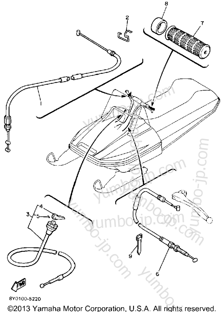Control - Cable for snowmobiles YAMAHA SRV (SR540N) 1989 year