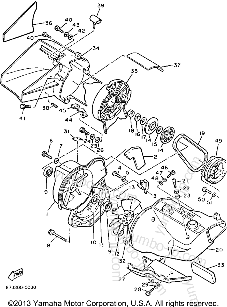 Air Shroud-Fan for snowmobiles YAMAHA PHAZER II LE (ELEC START) (PZ480ER) 1991 year