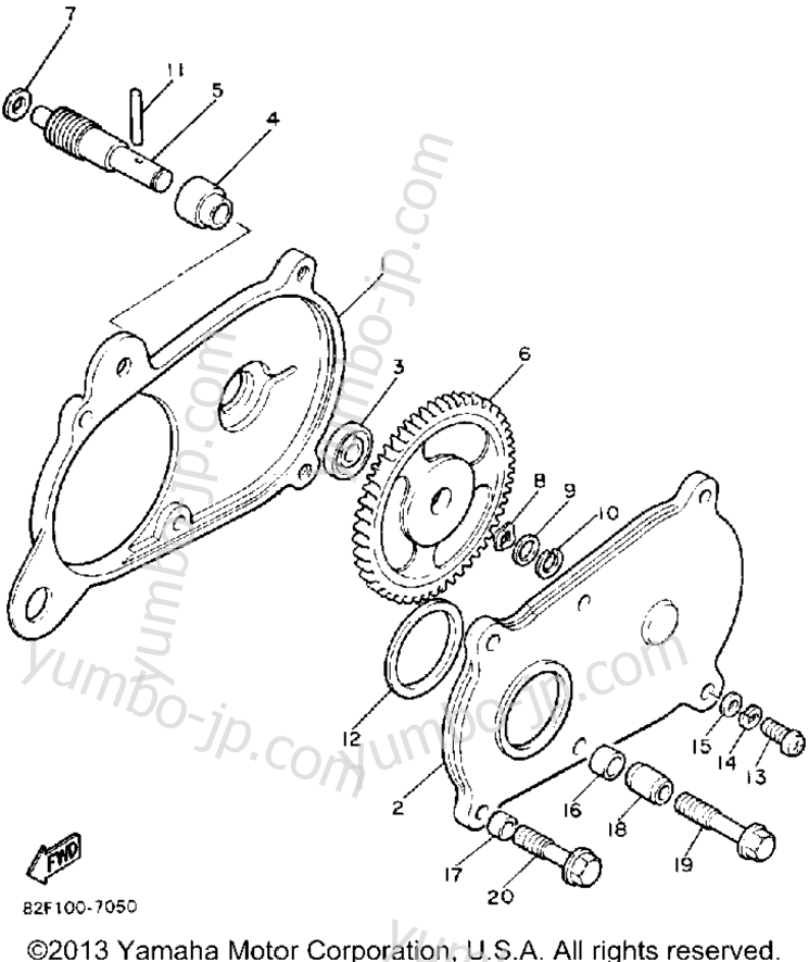 Pump Drive-Gear for snowmobiles YAMAHA BRAVO T (LONG TRACK) (BR250TM) 1988 year