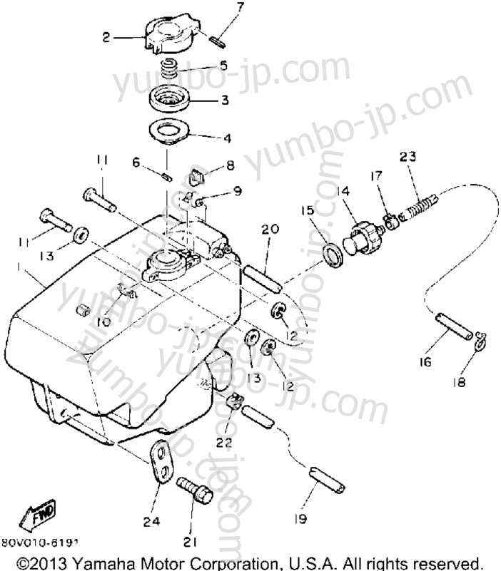 FUEL TANK for snowmobiles YAMAHA BRAVO (BR250P) 1990 year