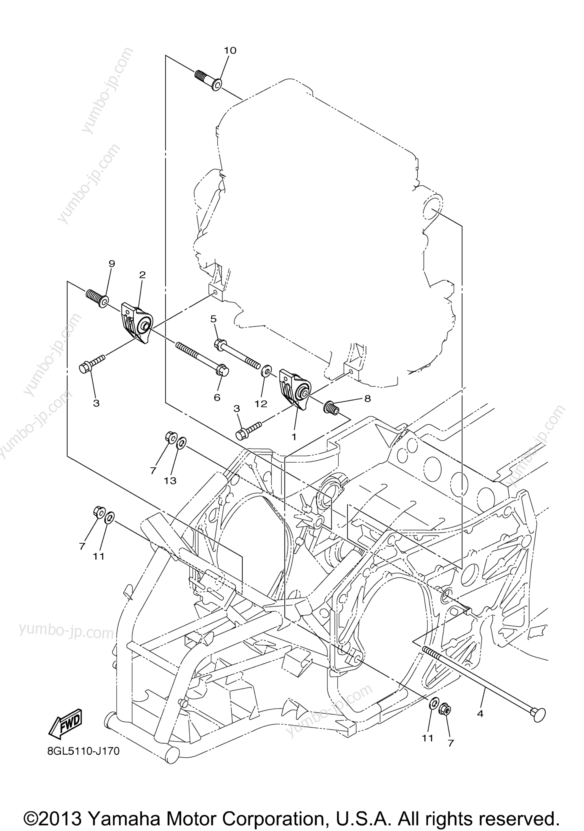 Engine Bracket for snowmobiles YAMAHA FX NYTRO (FX10EB) 2014 year