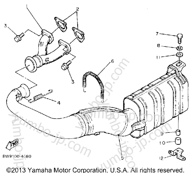 Exhaust for snowmobiles YAMAHA ENTICER 340T (LONG TRACK) (ET340TK) 1986 year