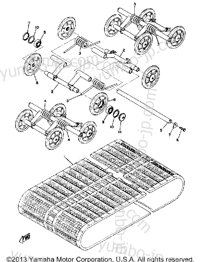 Track - Suspension Wheel for snowmobiles YAMAHA EW643B 1973 year