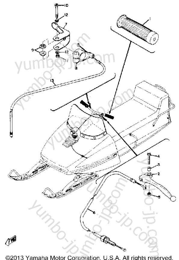 Grip & Wiring for snowmobiles YAMAHA SL338 1969 year