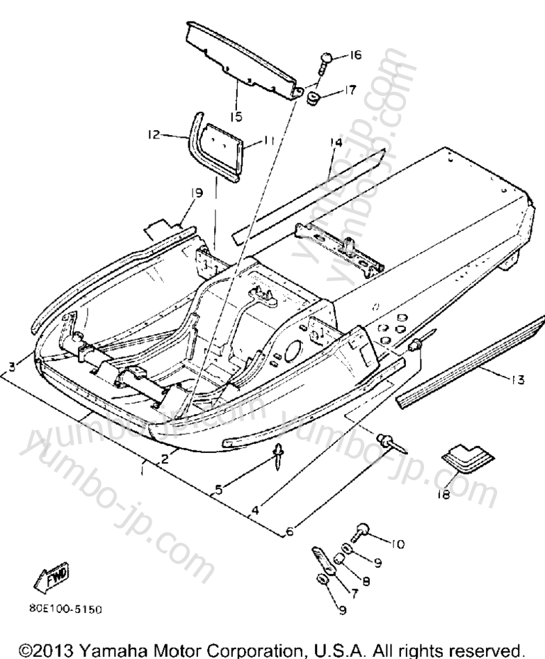 Frame Et340tj for snowmobiles YAMAHA ENTICER 340T (LONG TRACK) (ET340TK) 1986 year