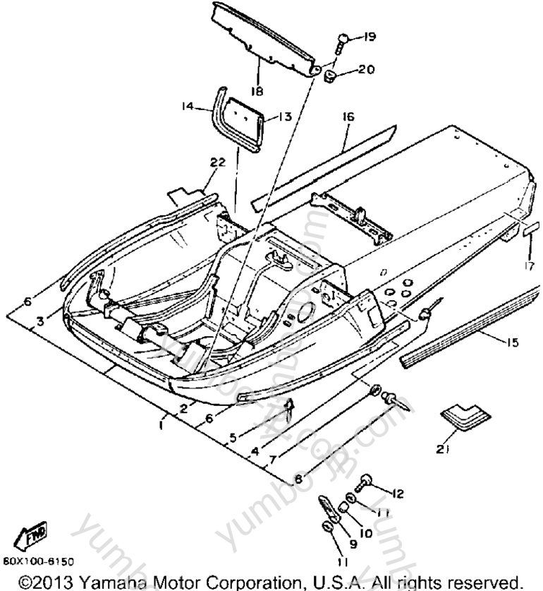 FRAME для снегоходов YAMAHA ENTICER 340 (ET340K) 1986 г.