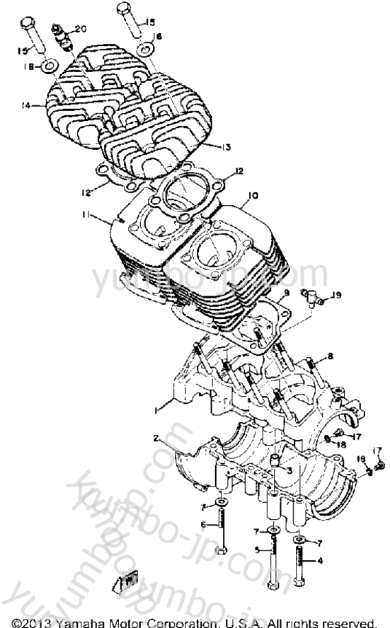 Crank Case for snowmobiles YAMAHA SL396 1969 year