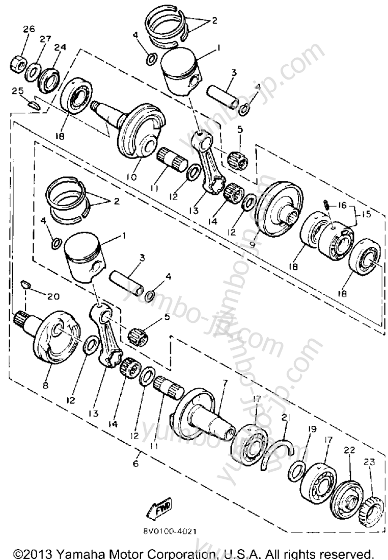 Crankshaft - Piston for snowmobiles YAMAHA PHAZER (PZ480L) 1987 year