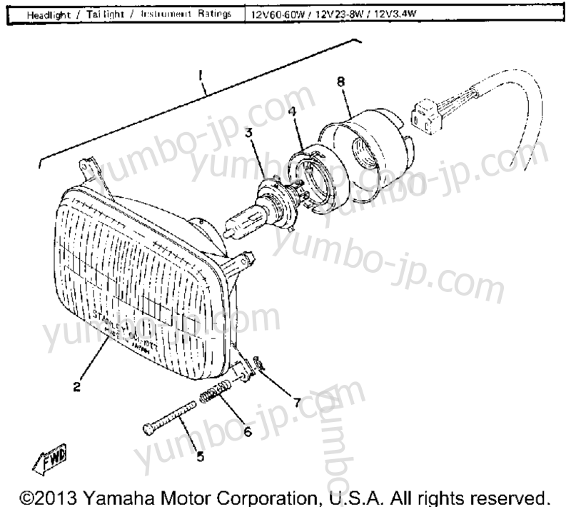 Head Lamp for snowmobiles YAMAHA ET340EC 1979 year