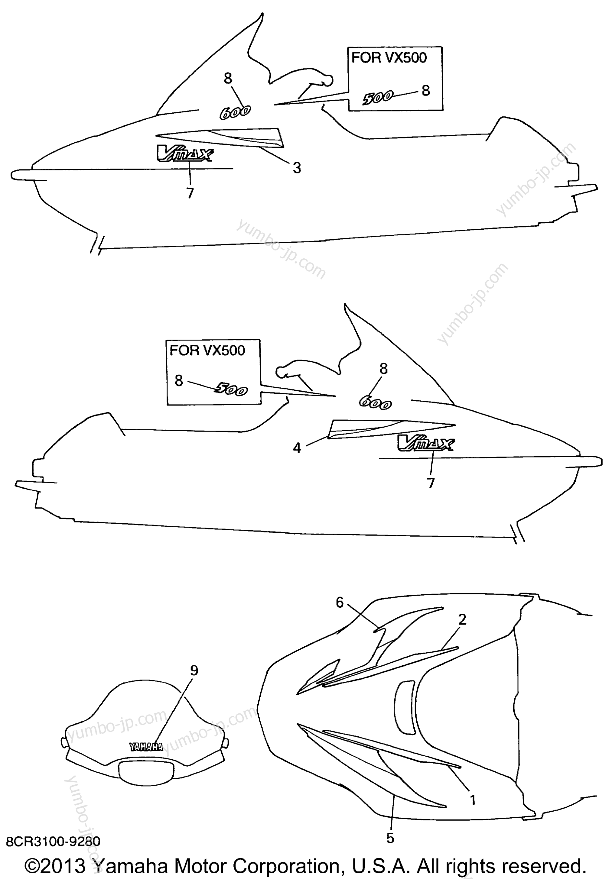 EMBLEM for snowmobiles YAMAHA VMAX 500 (VX500C) 1999 year