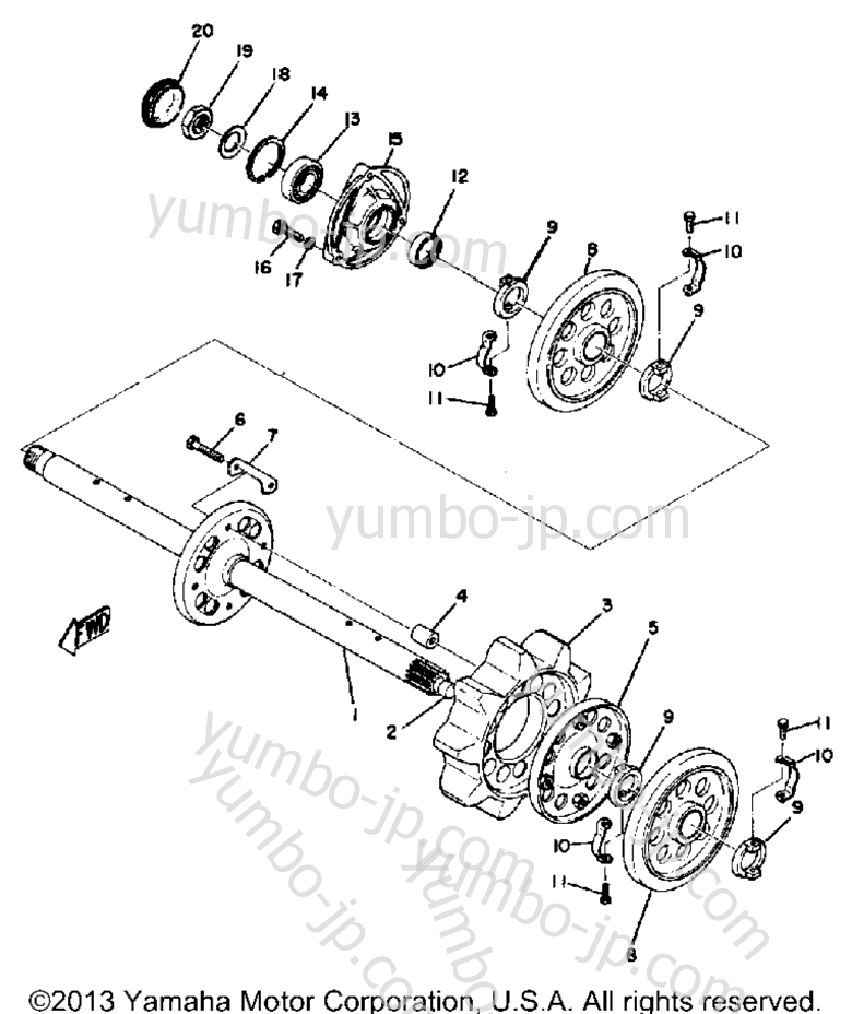 FRONT AXLE for snowmobiles YAMAHA SW396 1970 year