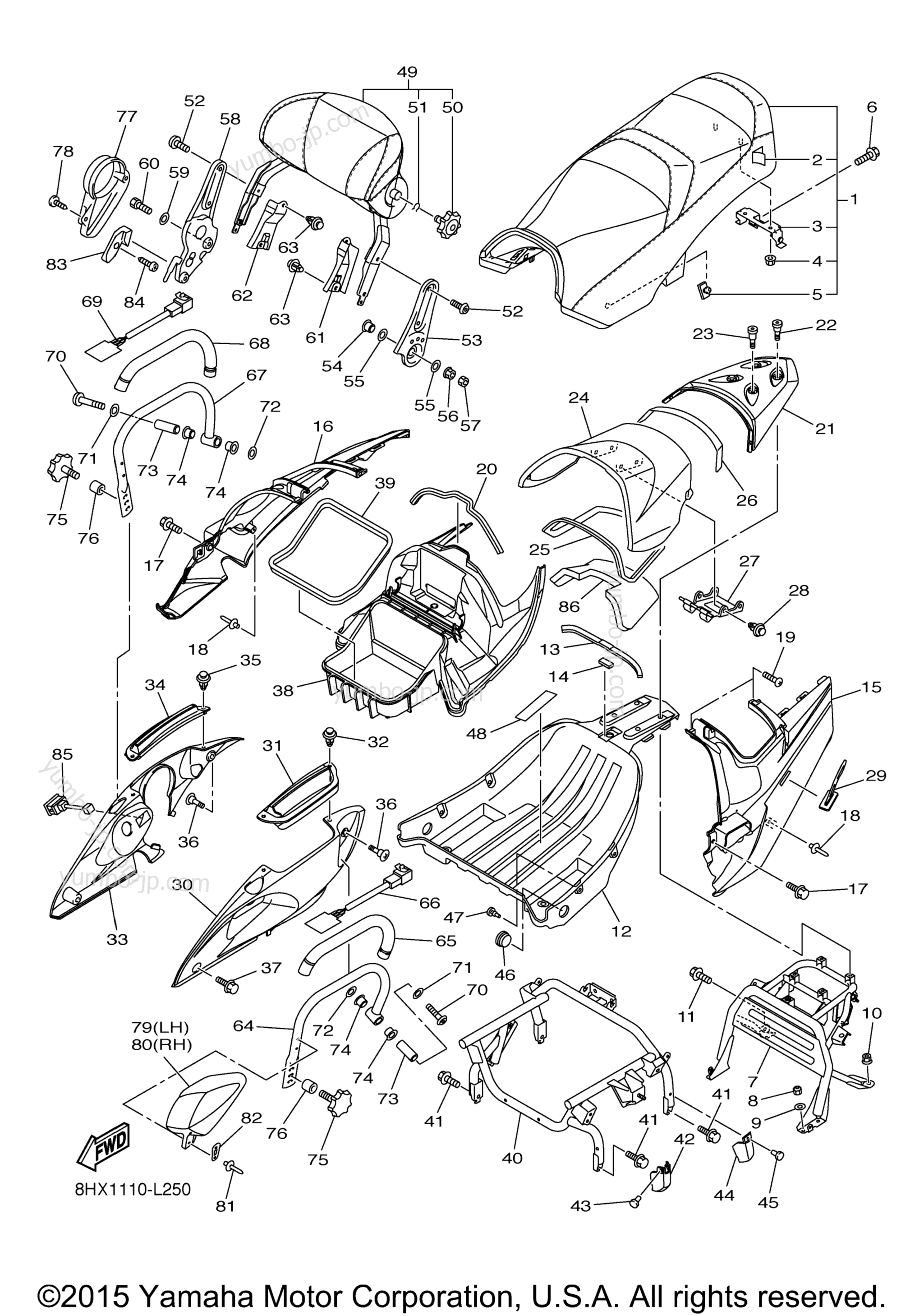 SEAT для снегоходов YAMAHA RSVENTURE TF E-BAT (RST90TFYGR) 2016 г.