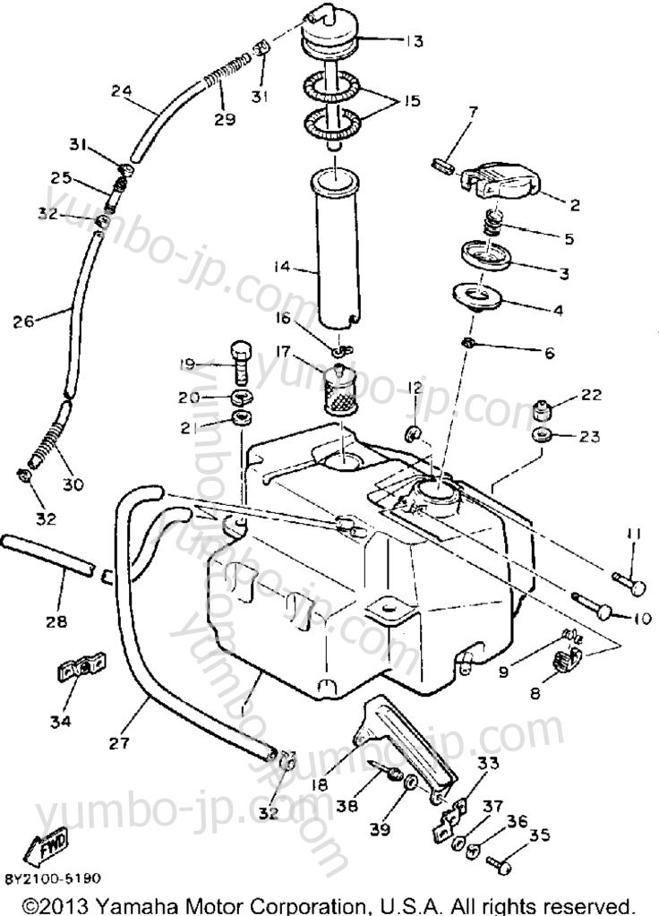 Топливный бак для снегоходов YAMAHA ENTICER 340 (ET340K) 1986 г.