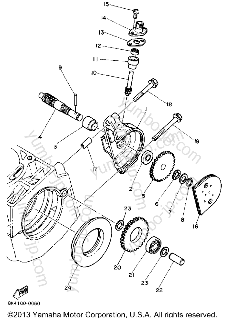 Pump Drive Gear for snowmobiles YAMAHA SRV (SR540G) 1983 year