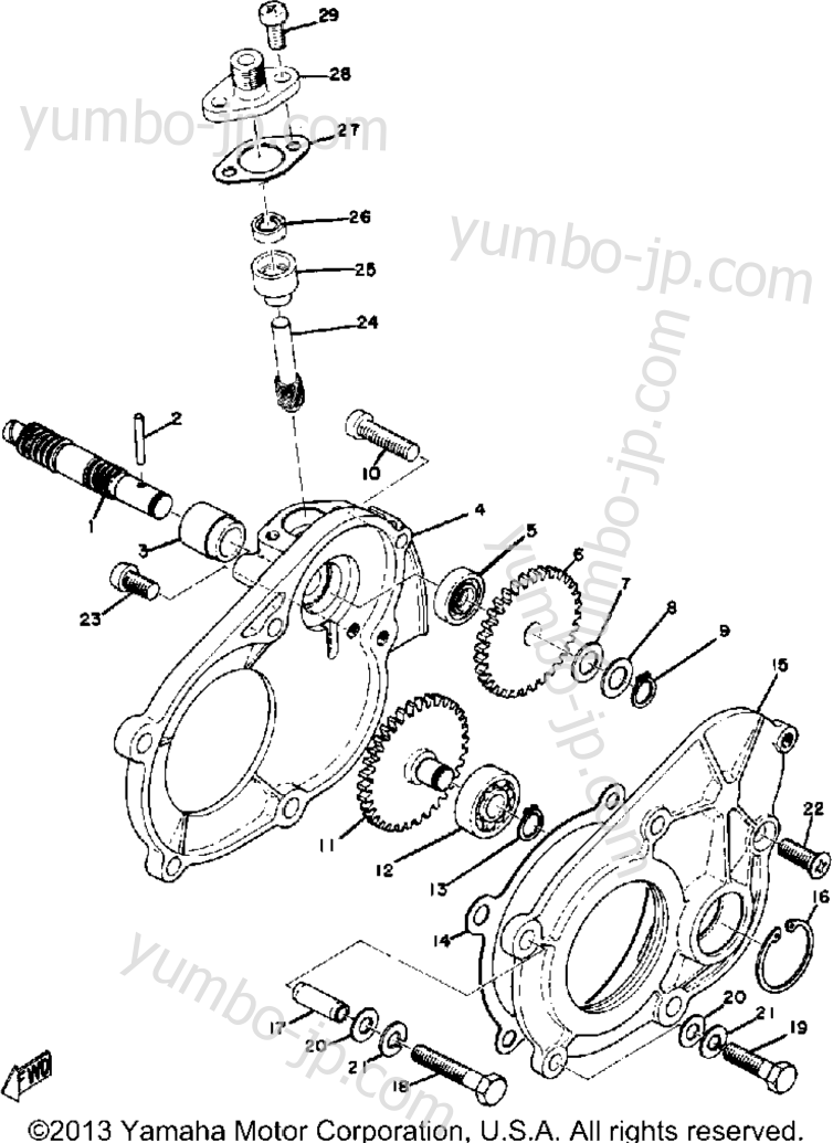 Pump Gear Unit for snowmobiles YAMAHA GP433SS 1972 year