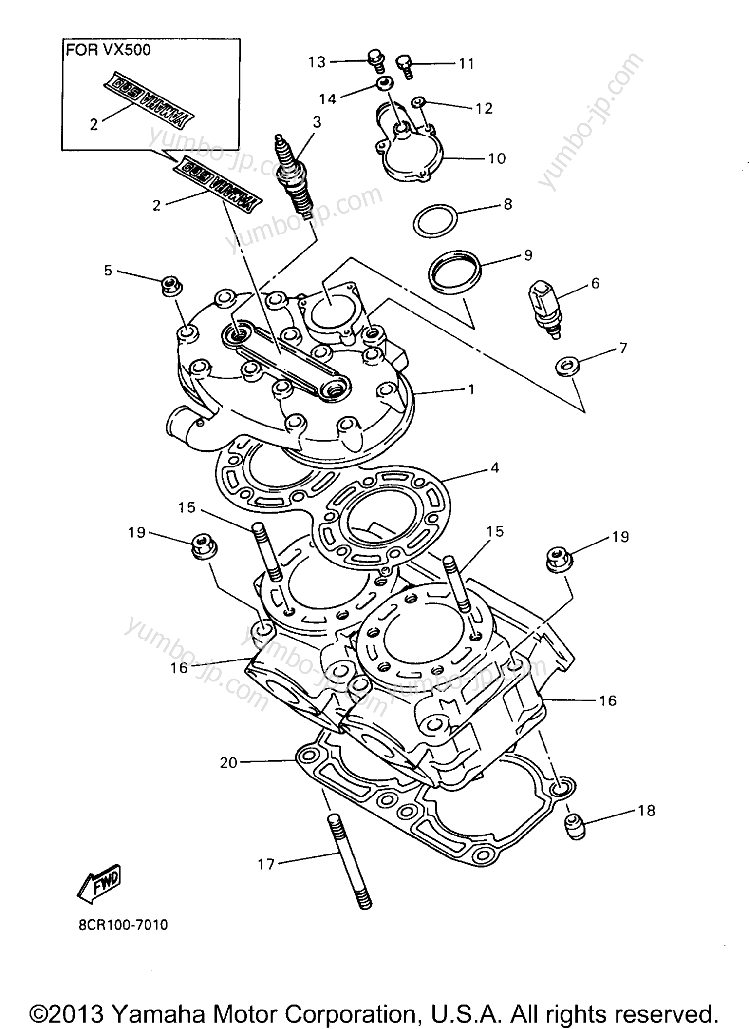 CYLINDER HEAD for snowmobiles YAMAHA VMAX 600 XTC (REVERSE) (VX600XTCRA) 1997 year