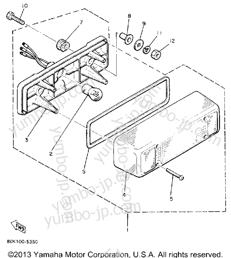 TAILLIGHT для снегоходов YAMAHA PHAZER DELUXE (ELEC START) (PZ480EN) 1989 г.