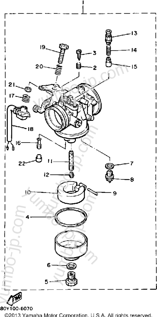 Карбюратор для снегоходов YAMAHA ENTICER 340 (ET340K) 1986 г.