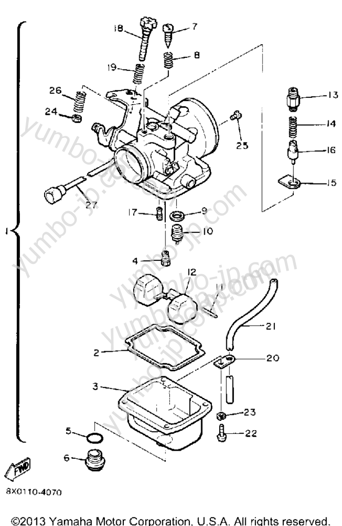 CARBURETOR for snowmobiles YAMAHA ENTICER 340T (LONG TRACK) (ET340TH) 1984 year