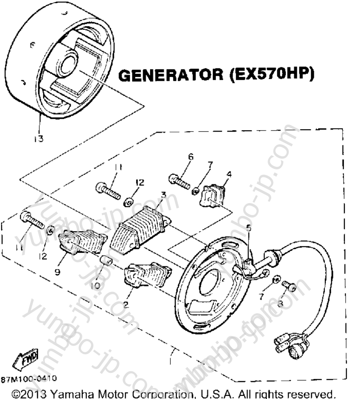 Generator (Ex570p) for snowmobiles YAMAHA EXCITER (EX570P) 1990 year