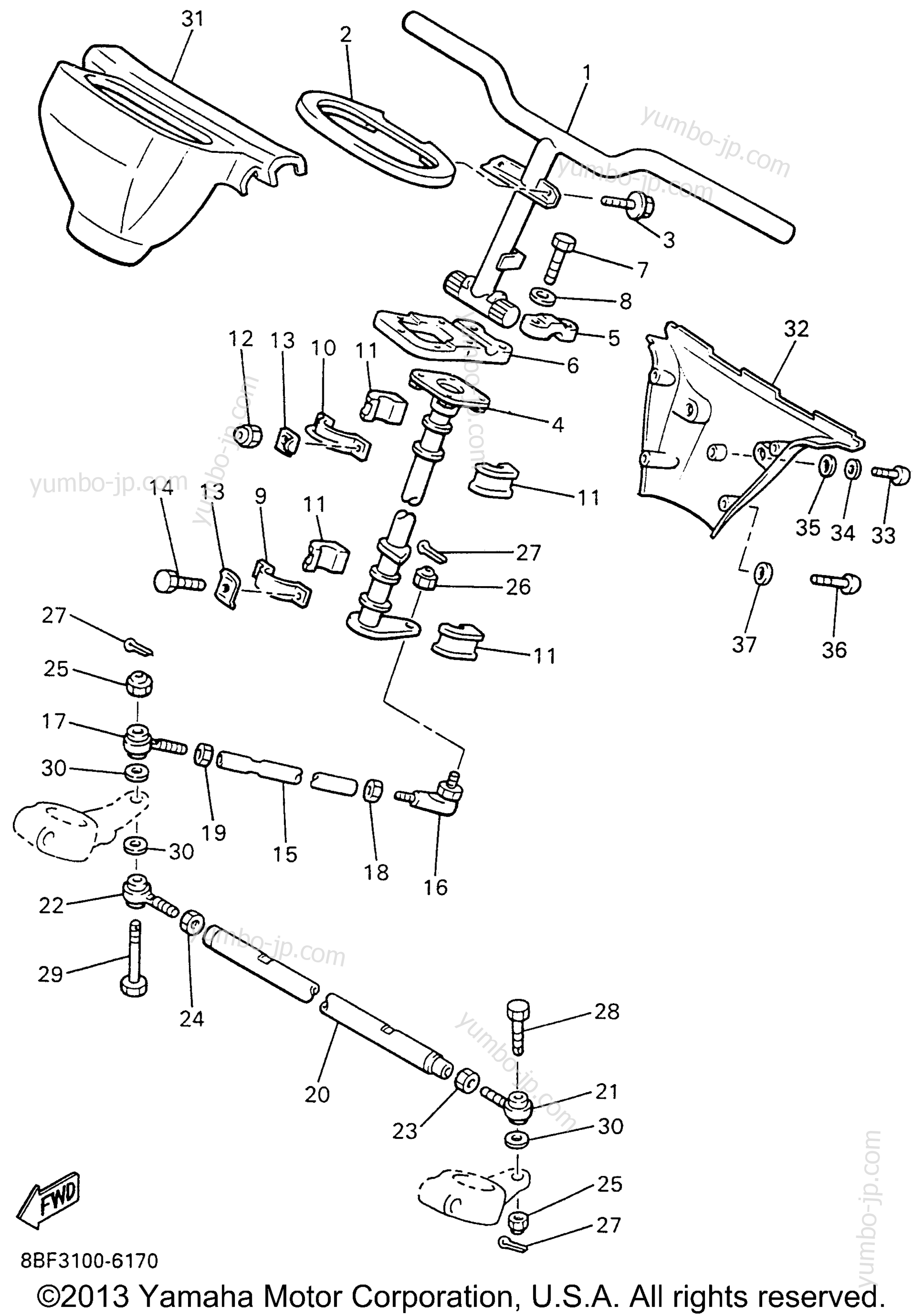 Steering для снегоходов YAMAHA PHAZER II (PZ480W) 1996 г.