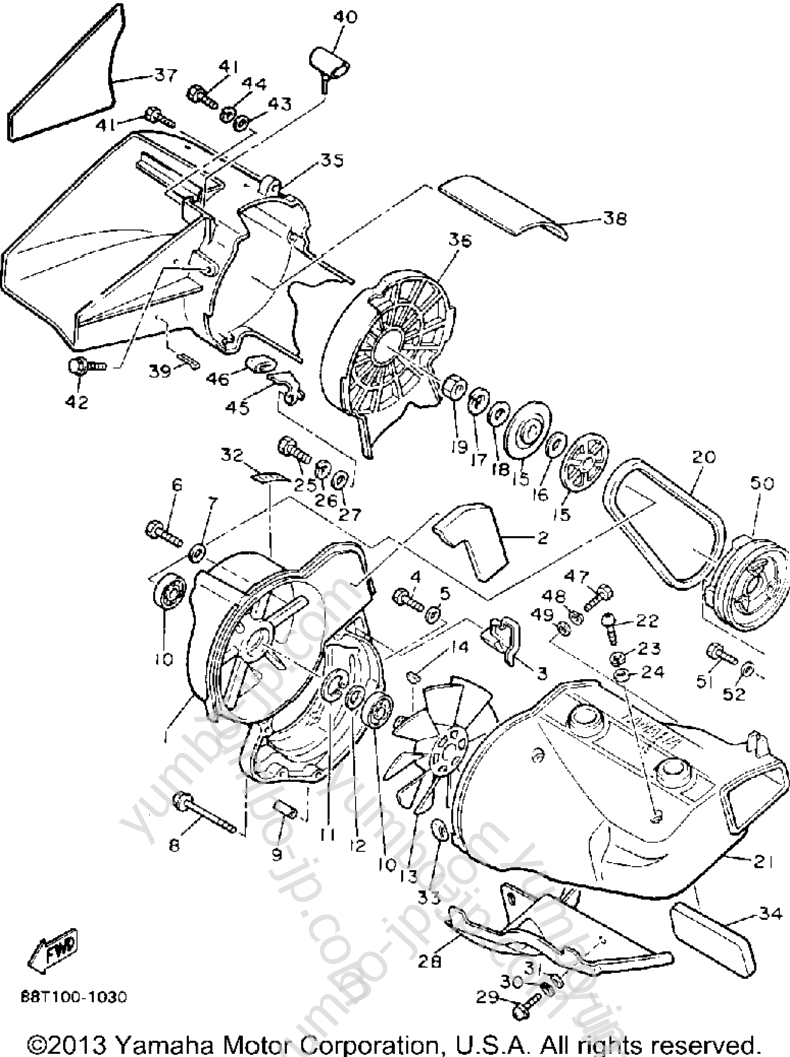 Air Shroud Fan for snowmobiles YAMAHA VENTURE XL (VT480R) 1991 year