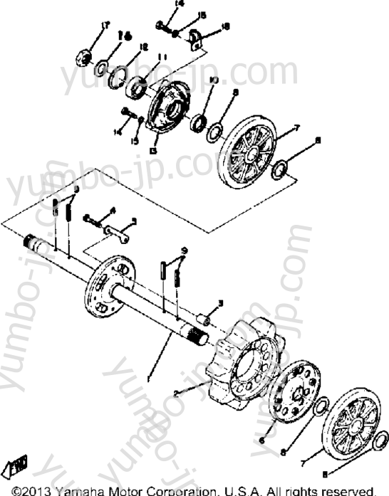 FRONT AXLE for snowmobiles YAMAHA GP246F 1974 year
