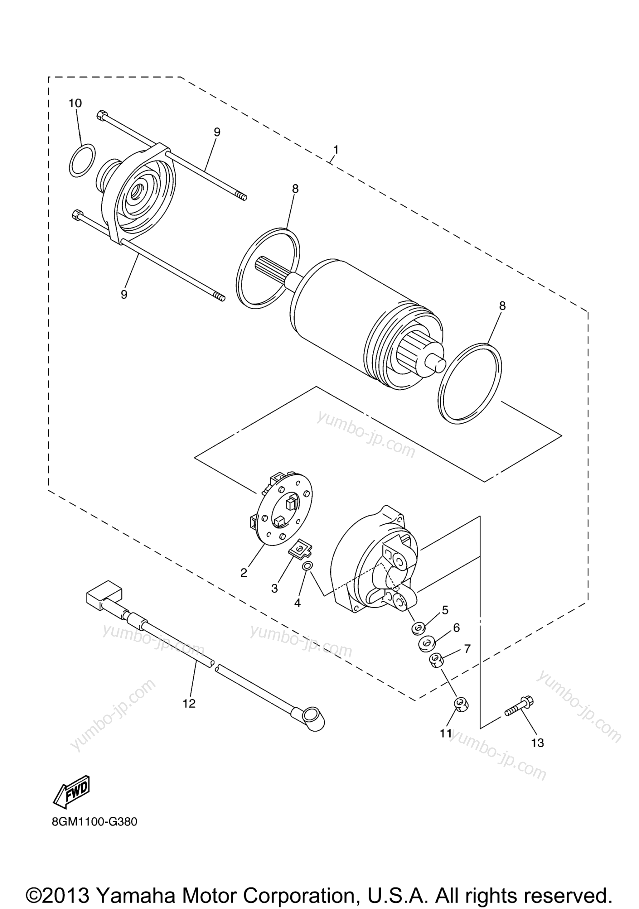 STARTING MOTOR для снегоходов YAMAHA RS VENTURE (RST90ZS) 2010 г.