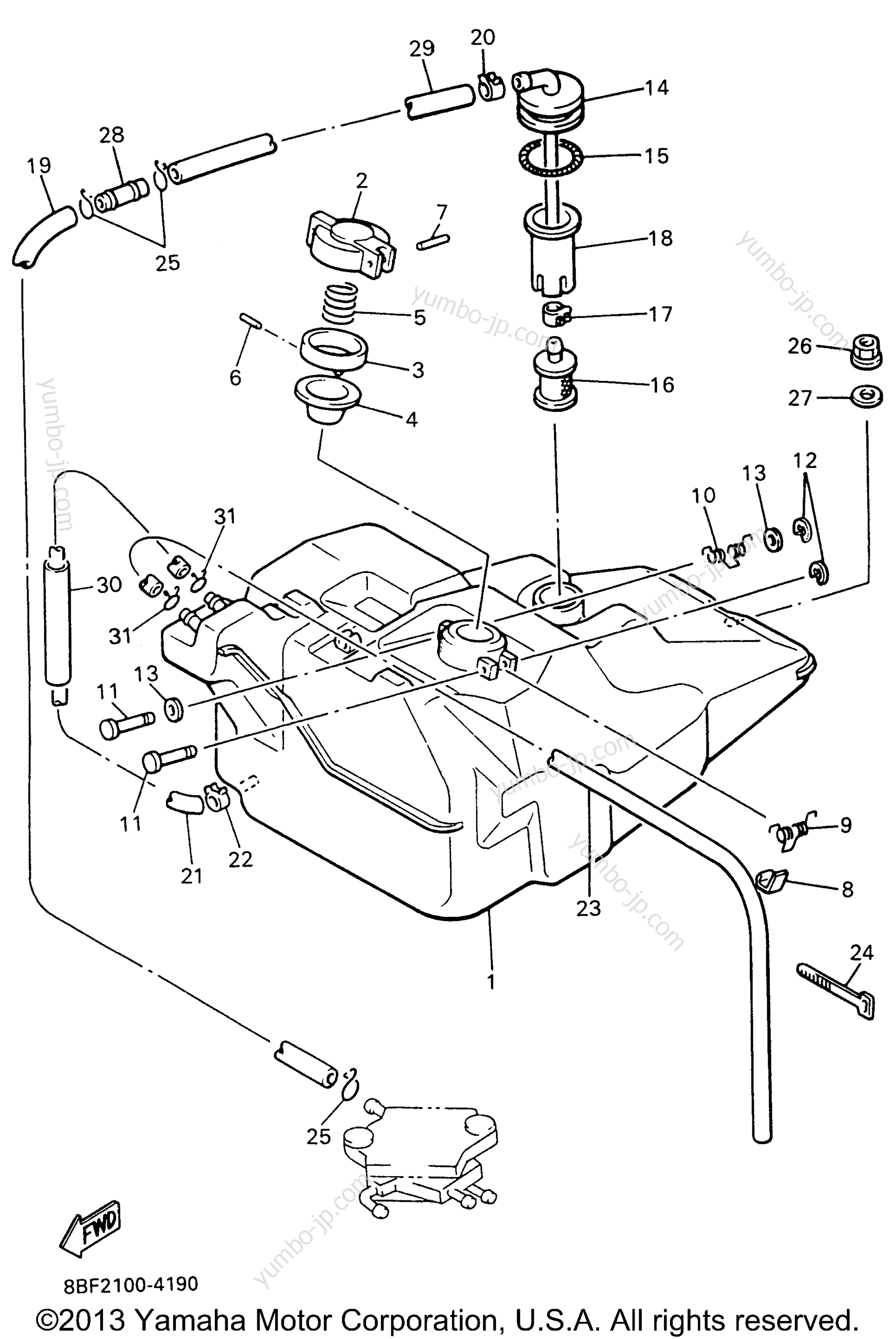 FUEL TANK for snowmobiles YAMAHA PHAZER II (PZ480W) 1996 year