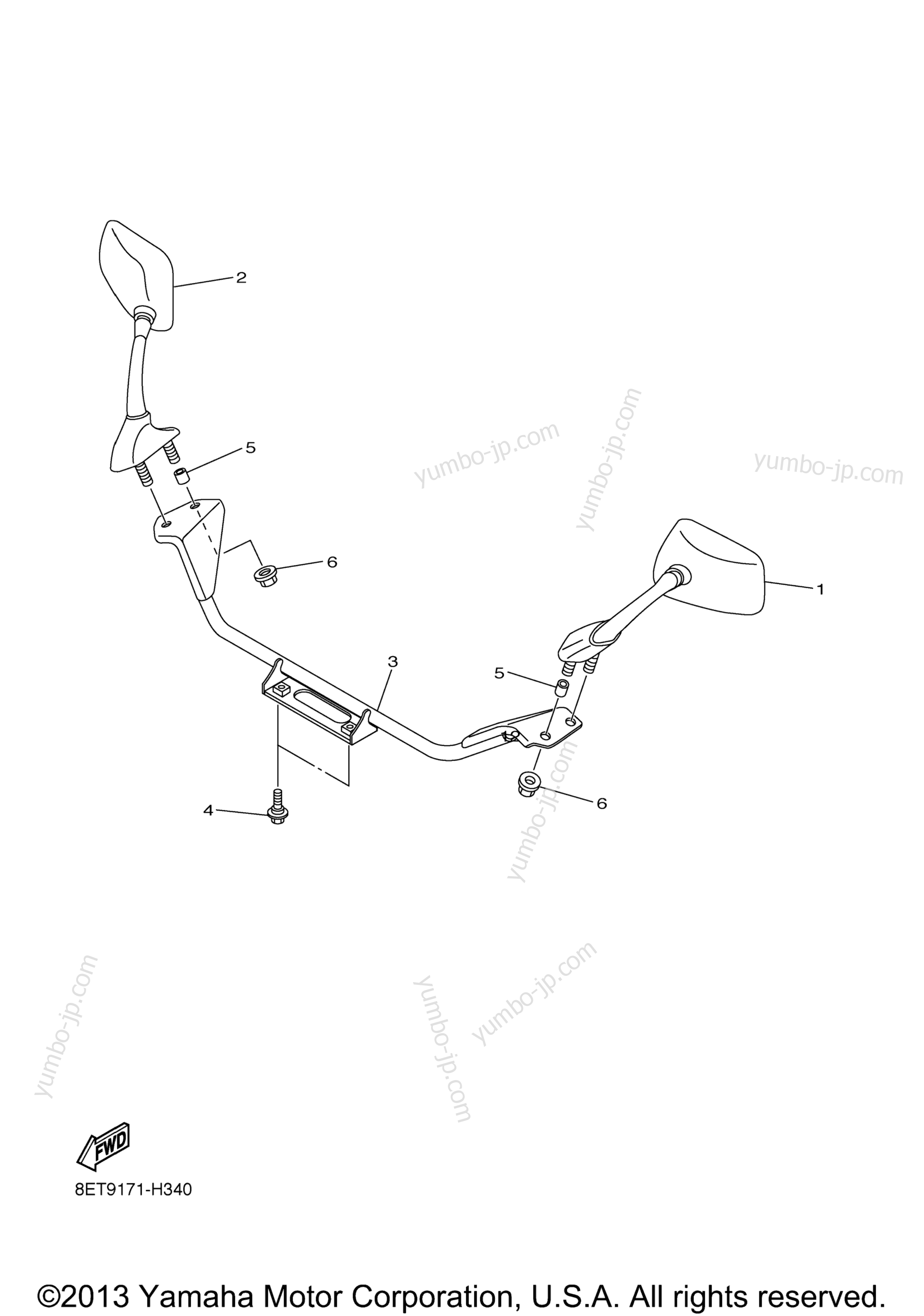 Rear View Mirror for snowmobiles YAMAHA RS VENTURE (RST90BS) 2012 year