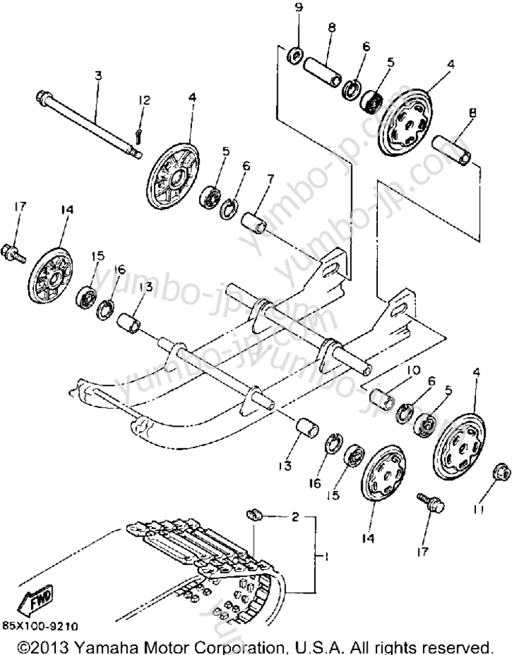 Track Suspension 1 for snowmobiles YAMAHA SNOSCOOT (ELEC START) (SV80EN) 1989 year