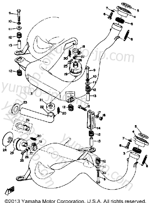 Exhaust for snowmobiles YAMAHA SS396 1969 year