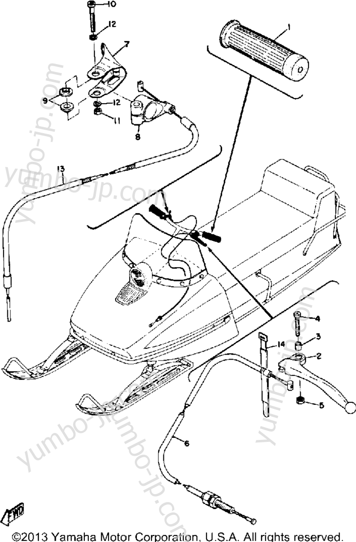 Grip Andwiring for snowmobiles YAMAHA GP396 1971 year
