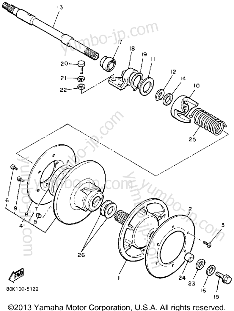 Secondary Sheave для снегоходов YAMAHA PHAZER (PZ480M) 1988 г.