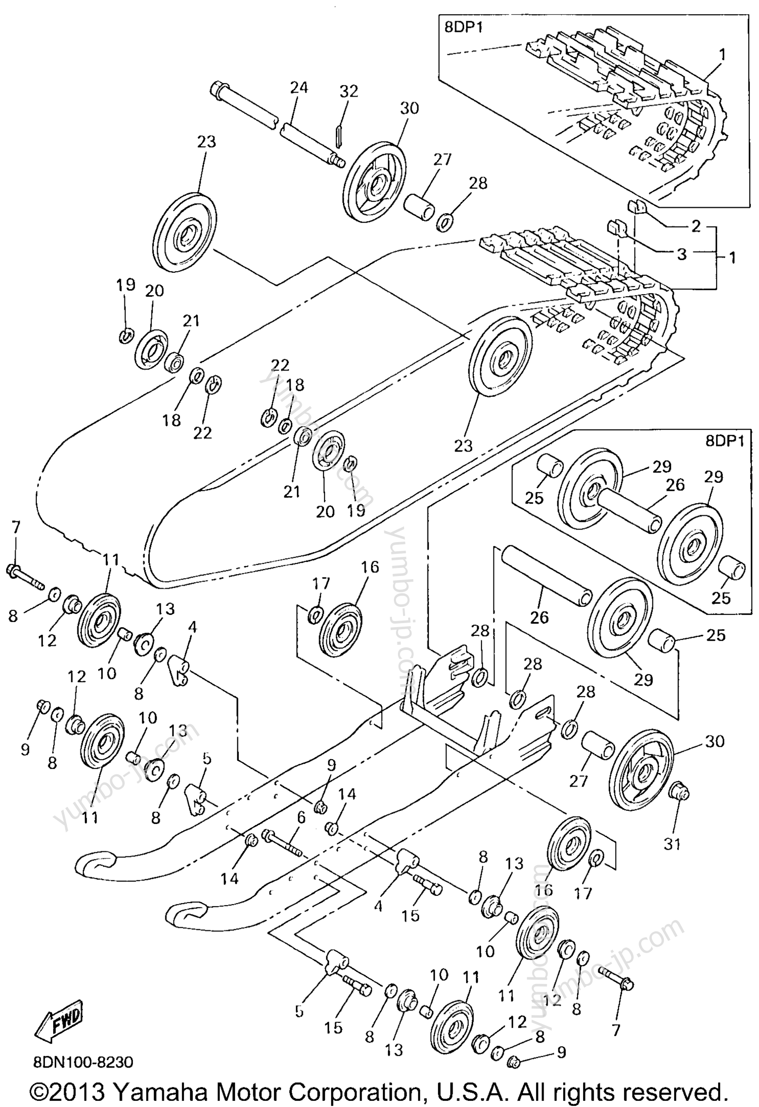 Track Suspension 1 for snowmobiles YAMAHA SRX700S (OHLINS FR SHOCKS) (SRX700SB) 1998 year