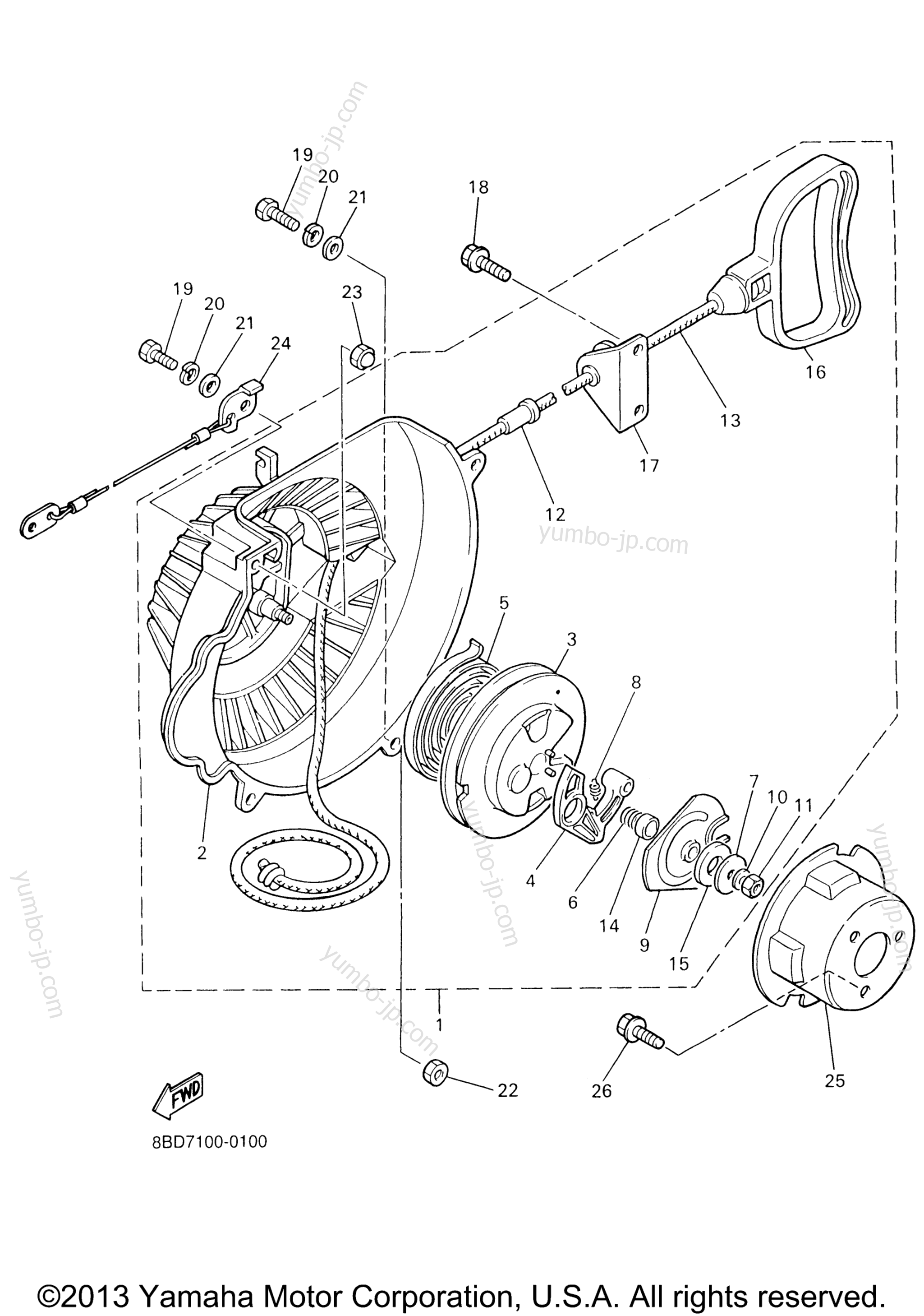 YUMBO каталог запчастей для снегохода YAMAHA BRAVO T (BR250TZ) 2010 г
