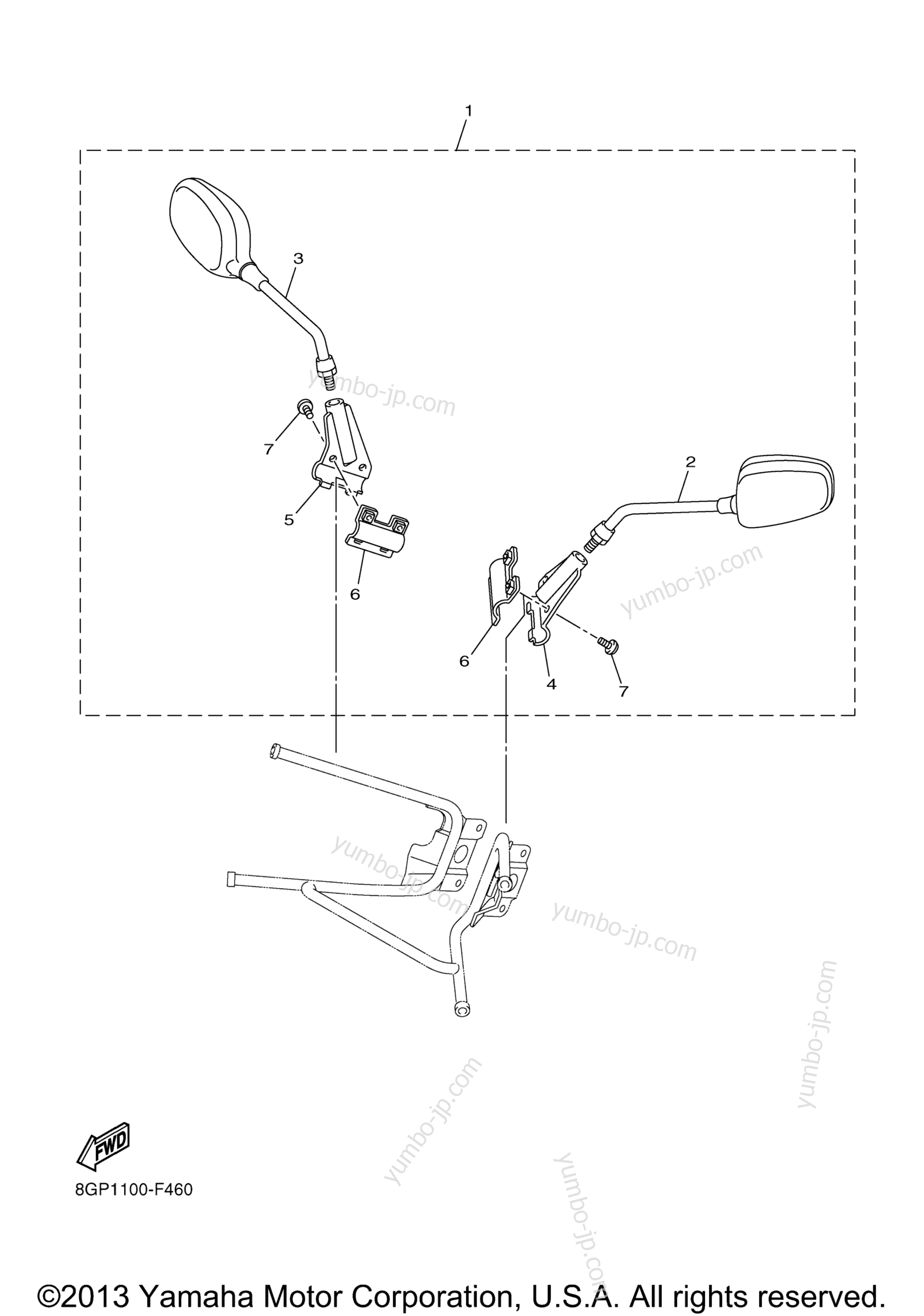 Alternate Rear View Mirror для снегоходов YAMAHA PHAZER GT (PZ50GTZB) 2010 г.