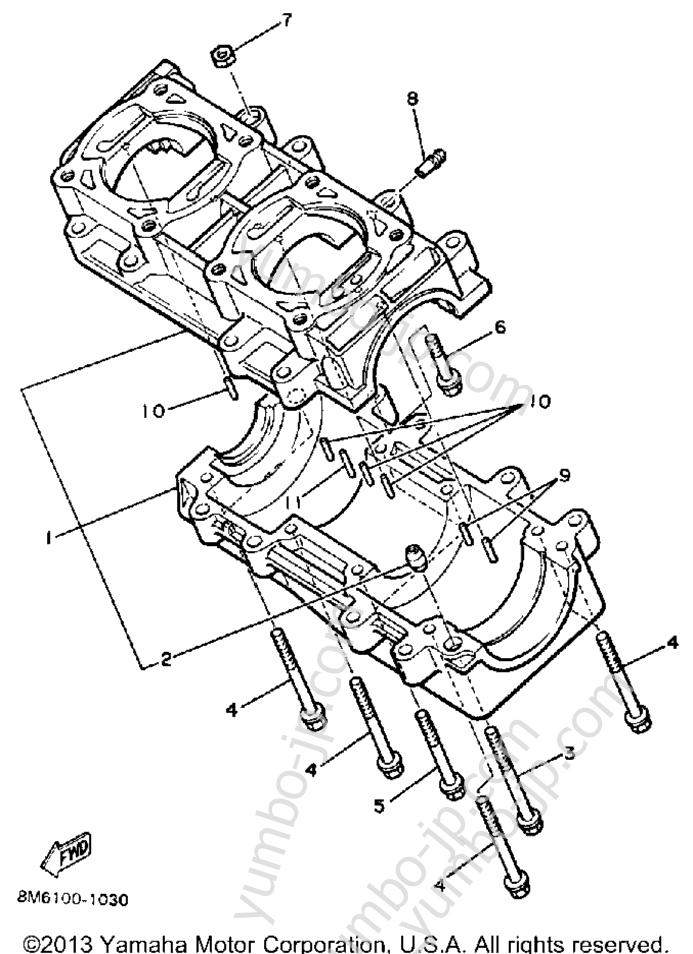 CRANKCASE for snowmobiles YAMAHA VMX540G 1983 year