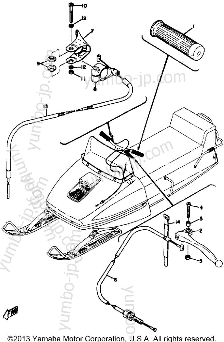 Grip - Wiring for snowmobiles YAMAHA SW433E 1971 year