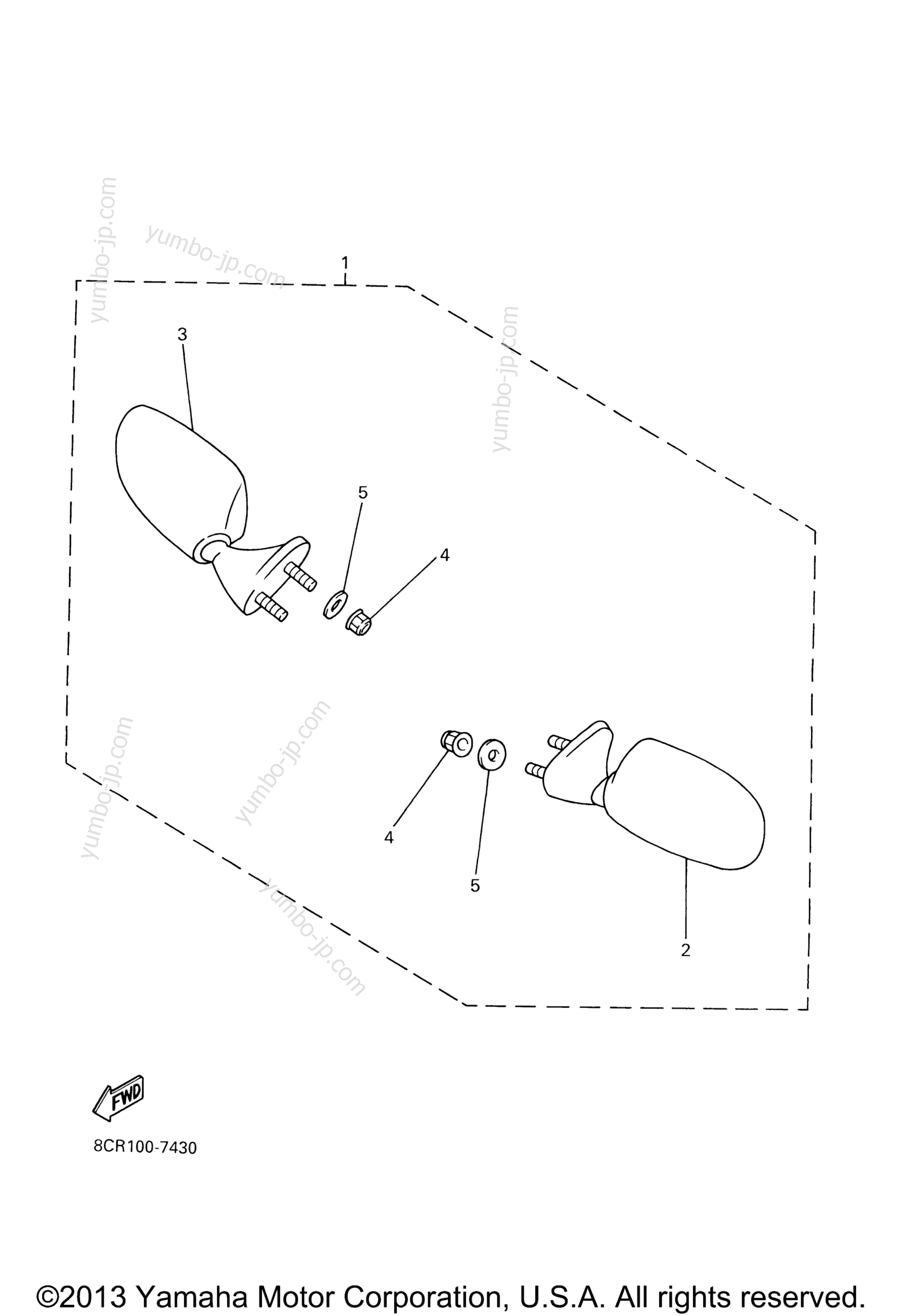 Alternate Rear View Mirror for snowmobiles YAMAHA SX VIPER S (SXV70SJ) 2004 year