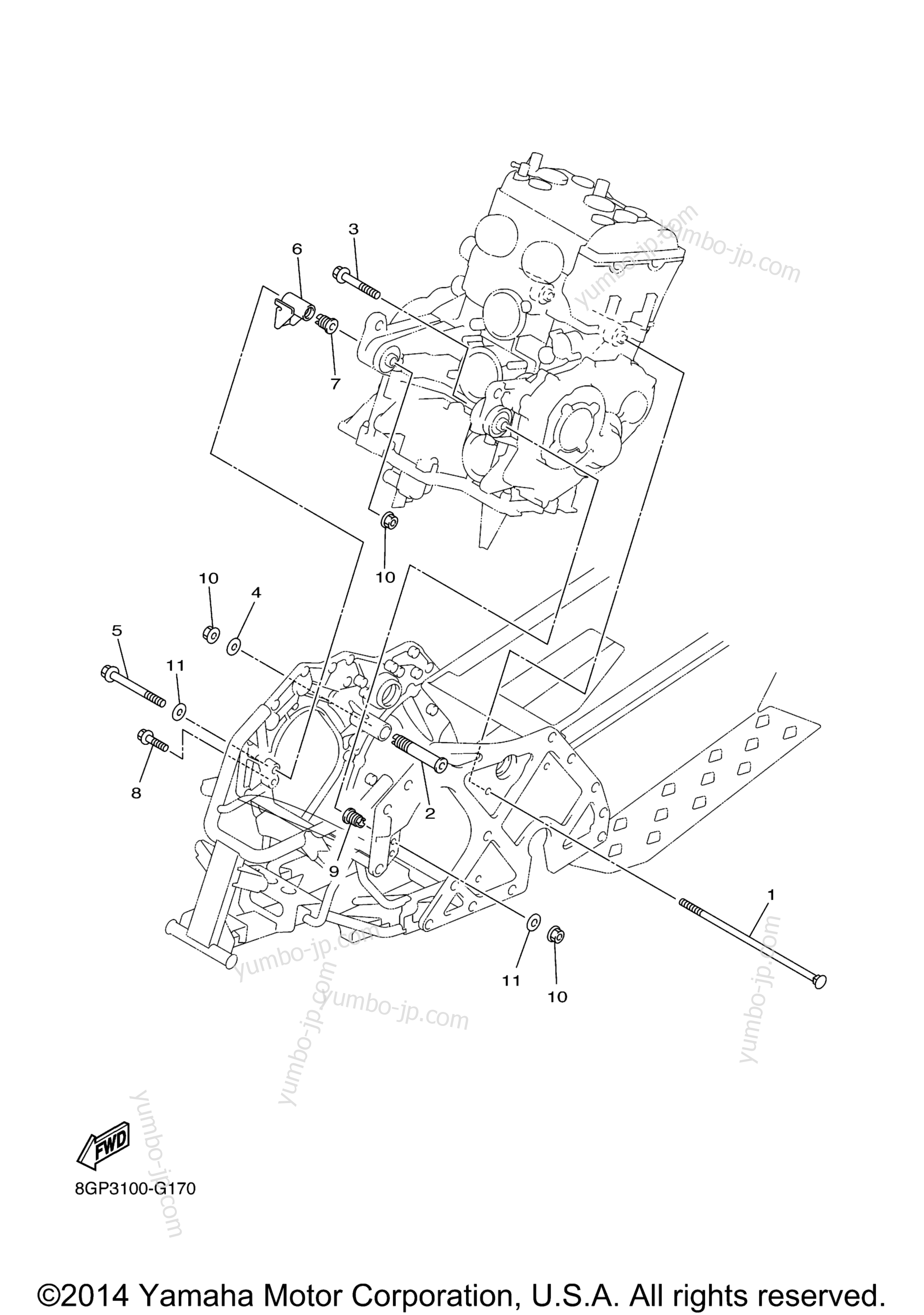 Engine Bracket for snowmobiles YAMAHA PHAZER MTX (PZ50MTFB) 2015 year