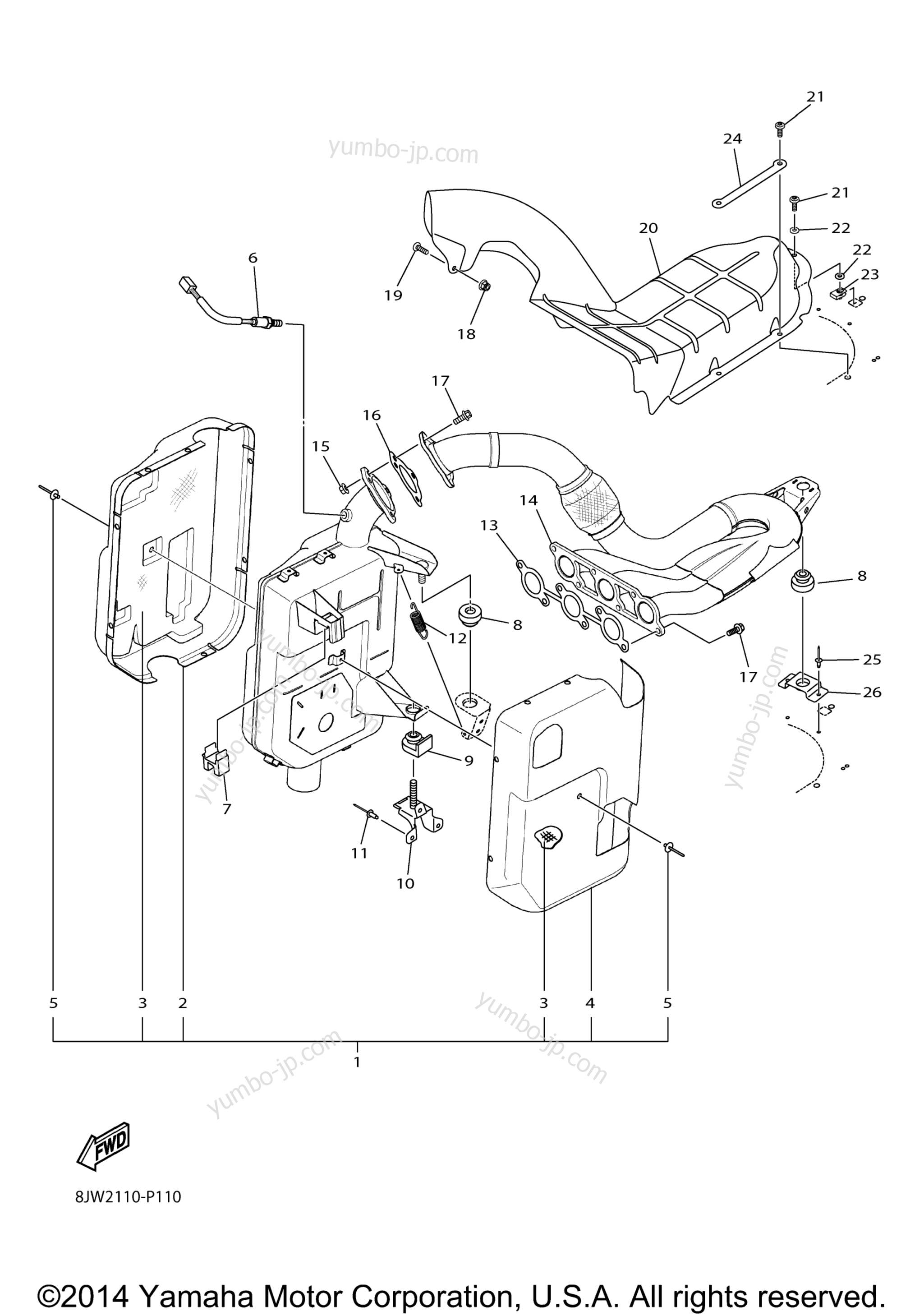 Exhaust для снегоходов YAMAHA SRVIPER R TX LE (SR10RLFO) 2015 г.