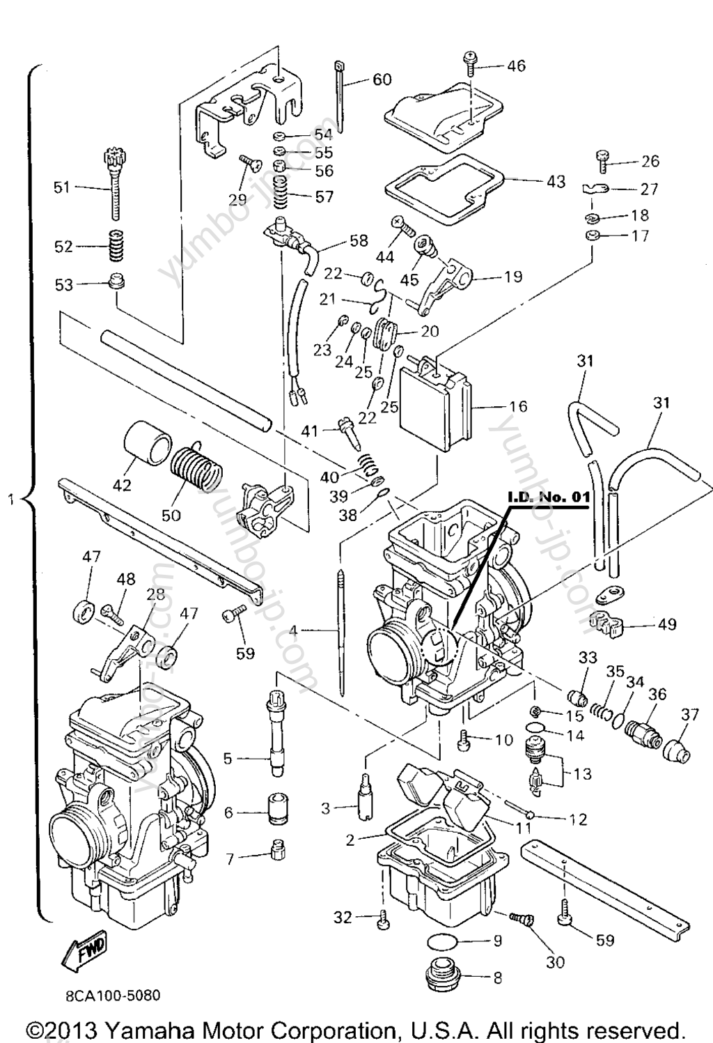 Carburetor 1 Id No 8Ca 01 для снегоходов YAMAHA VMAX 600 LE (ELEC START) (VX600EV) 1995 г.
