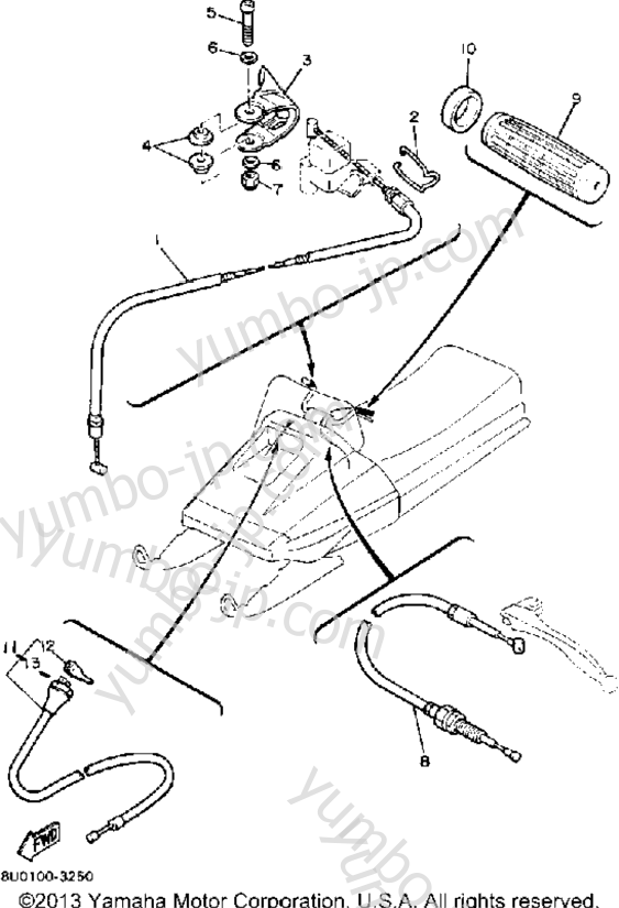 Control - Cable for snowmobiles YAMAHA BRAVO (BR250H) 1984 year