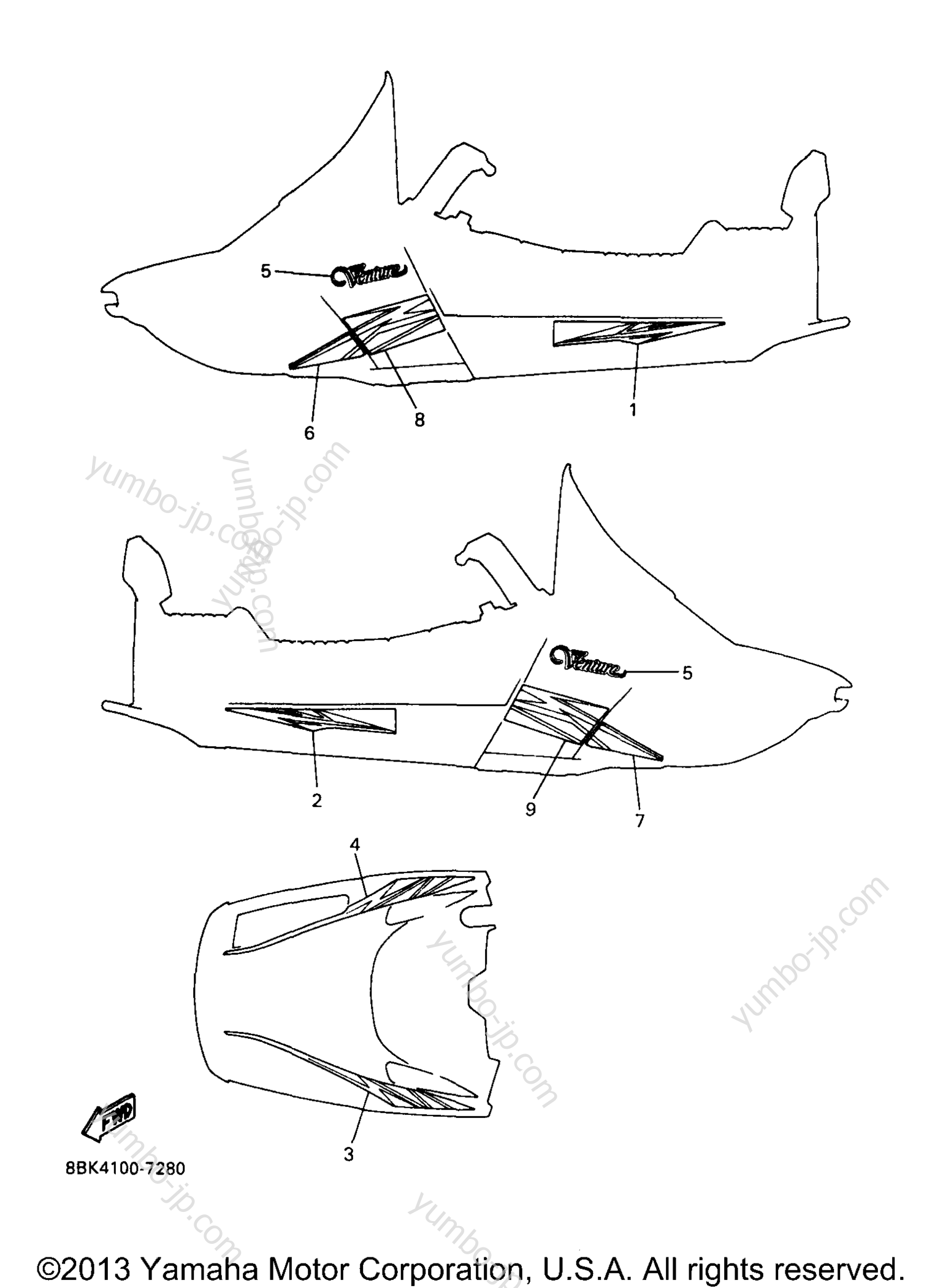 EMBLEM for snowmobiles YAMAHA VENTURE TR (VT480TRA) 1997 year