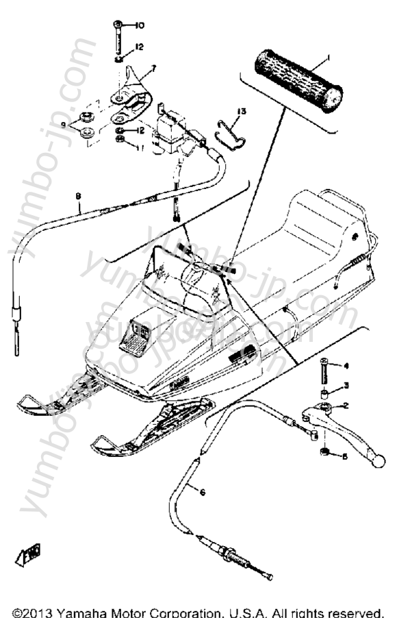 Grip Wiring for snowmobiles YAMAHA SL433F 1974 year