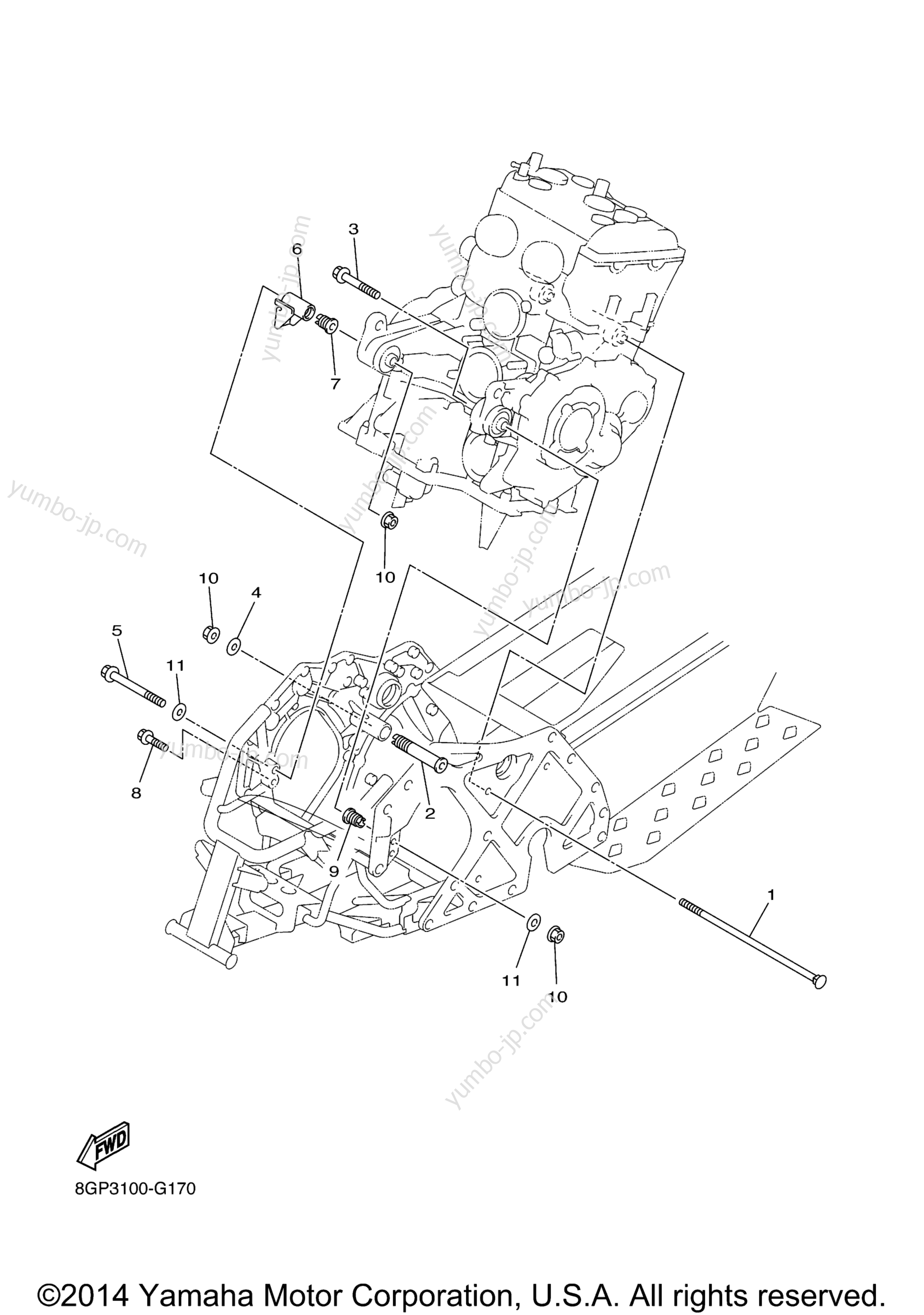 Engine Bracket for snowmobiles YAMAHA PHAZER RTX (PZ50RTFB) 2015 year