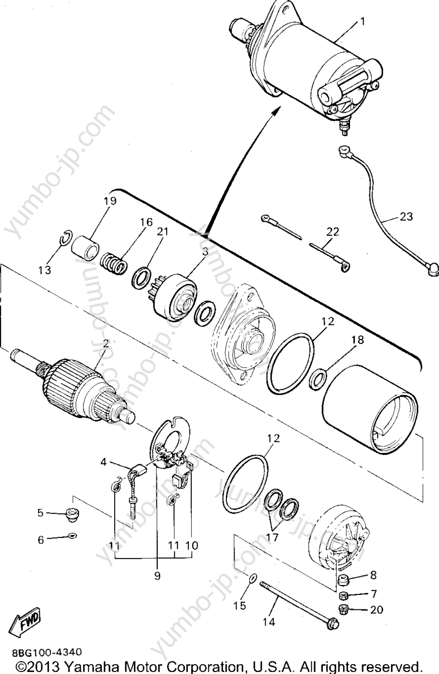 STARTING MOTOR for snowmobiles YAMAHA PHAZER II LE (ELEC START) (PZ480EU) 1994 year